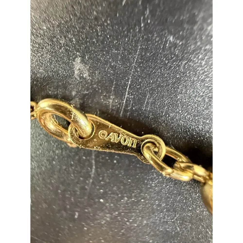 Vintage 1983 AVON Gold Tone Mesh Twisted Rope Chain Beads Necklace 16